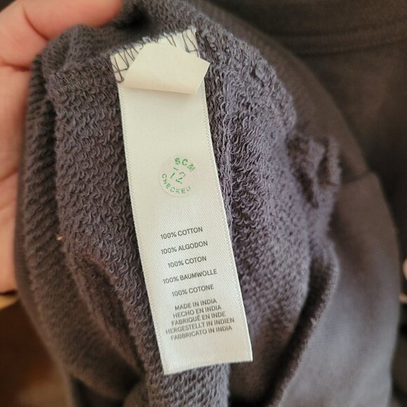 Birdies Womens Gray Crewneck Sweater Size Large Logo Terry Oversized Casual - Picture 4 of 6